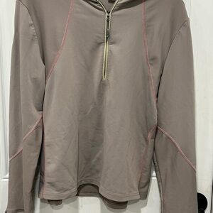 Athleta Pullover Womens L Gray Half Zip Performance Top with Hood,  Run Jog